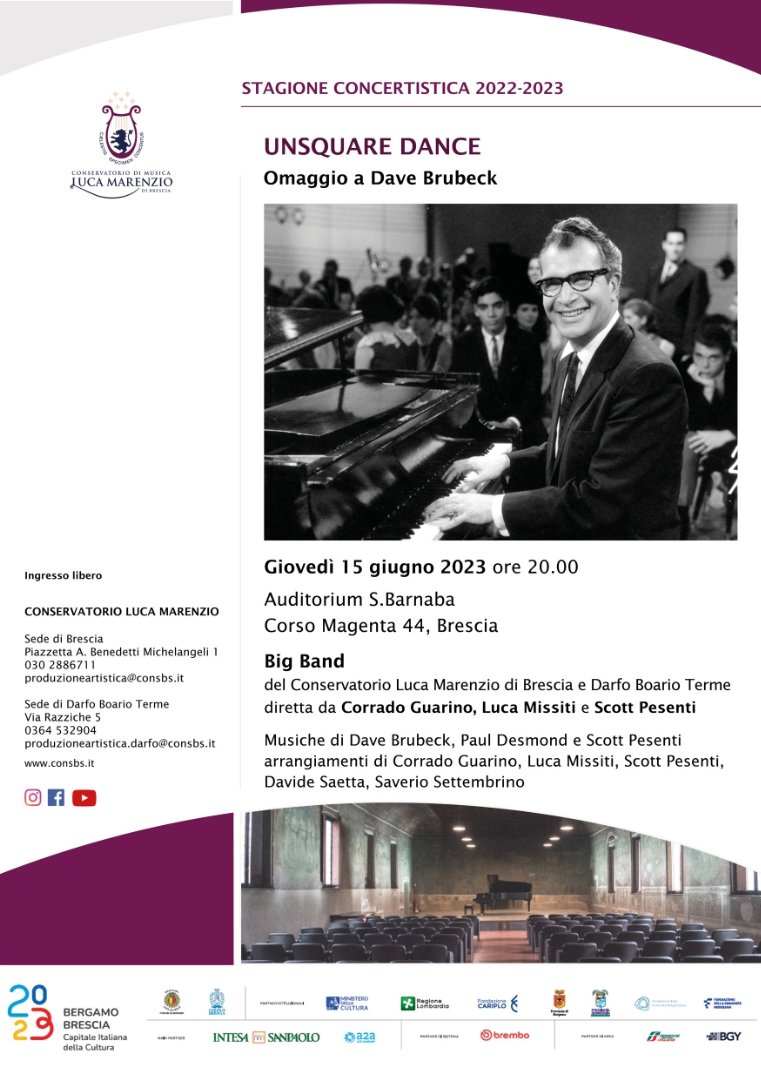 Unsquare Dance - Omaggio a Dave Brubeck | Big Band del Conservatorio Marenzio - stagione-concertistica-2023-06-15-locandina_page-0001.jpg